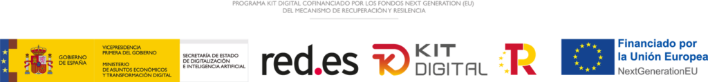 Logos institucionales de financiación: Red.es, Kit Digital, Gobierno de España, Unión Europea